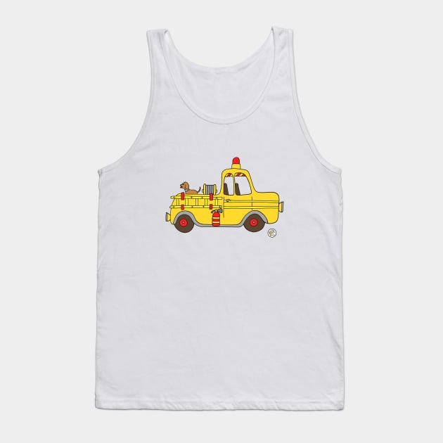 Yellow Fire Truck Tank Top by Mellowdays